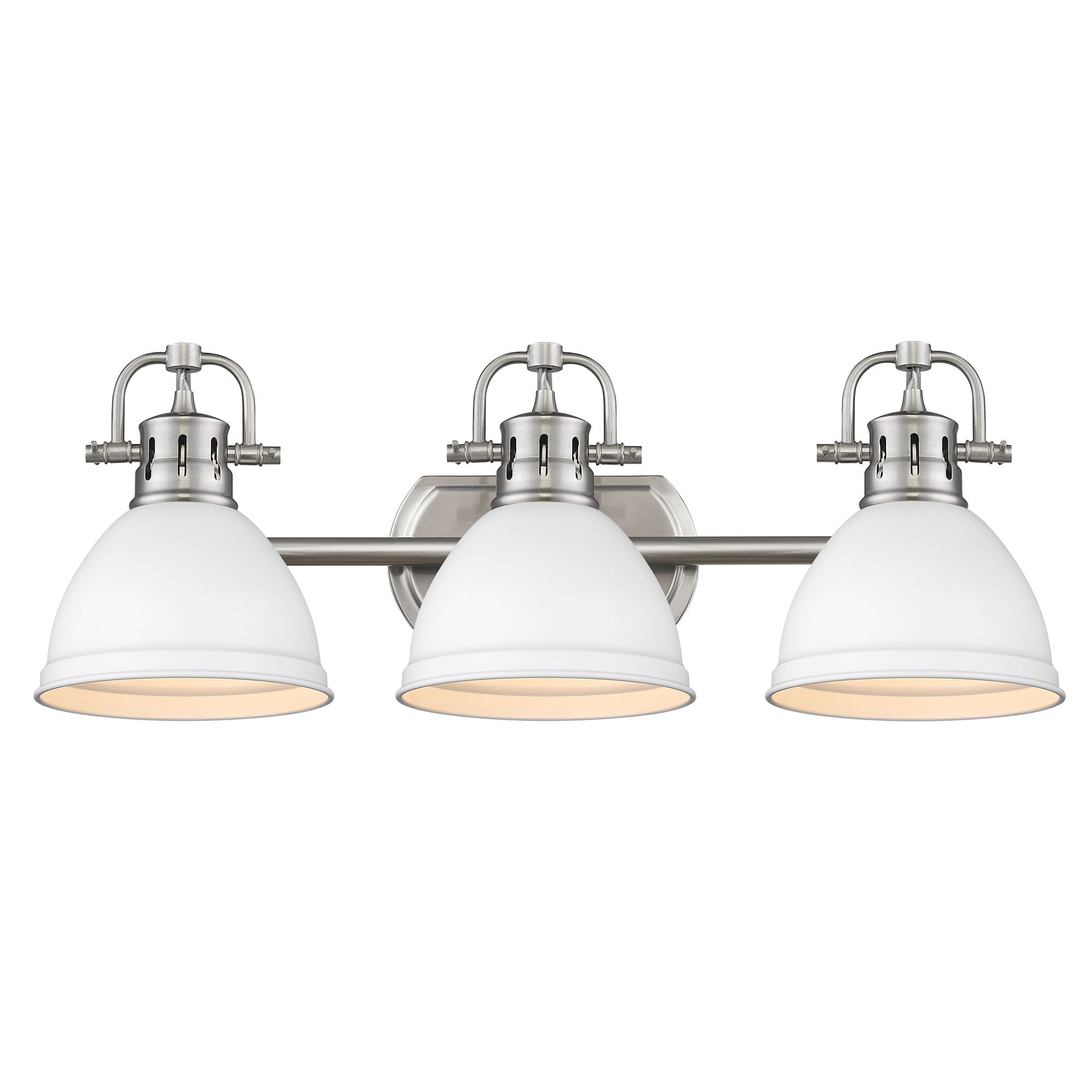Yep by Golden Lighting Duncan 3-light Vanity in Pewter and Matte White shade