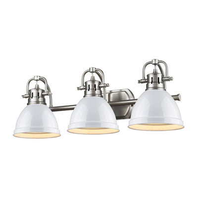 Yep by Golden Lighting Duncan 3-light Vanity in Pewter and White shade - - Golden Lighting