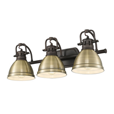 Yep by Golden Lighting Duncan 3-light Vanity in Rubbed Bronze and Aged Brass shade - - Golden Lighting