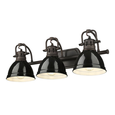 Yep by Golden Lighting Duncan 3-light Vanity in Rubbed Bronze and Black shade - - Golden Lighting