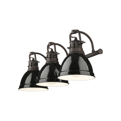 Yep by Golden Lighting Duncan 3-light Vanity in Rubbed Bronze and Black shade - Default Title - Golden Lighting