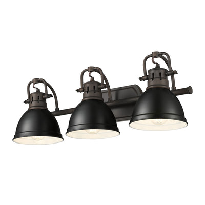 Yep by Golden Lighting Duncan 3-light Vanity in Rubbed Bronze and Matte Black shade - - Golden Lighting