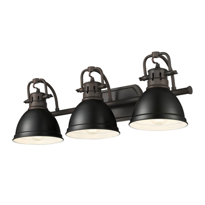 Yep by Golden Lighting Duncan 3-light Vanity in Rubbed Bronze and Matte Black shade