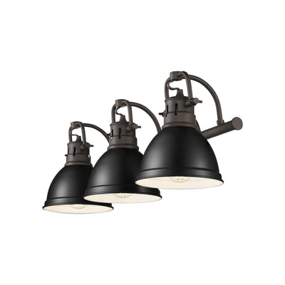 Yep by Golden Lighting Duncan 3-light Vanity in Rubbed Bronze and Matte Black shade - Default Title - Golden Lighting
