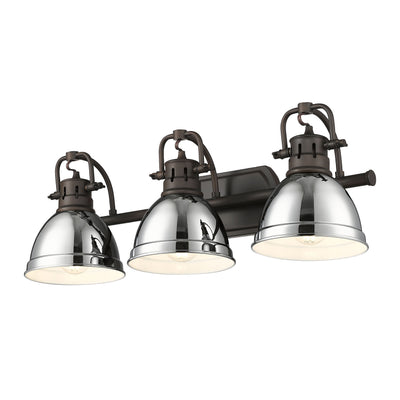 Yep by Golden Lighting Duncan 3-light Vanity in Rubbed Bronze and Chrome shade - - Golden Lighting