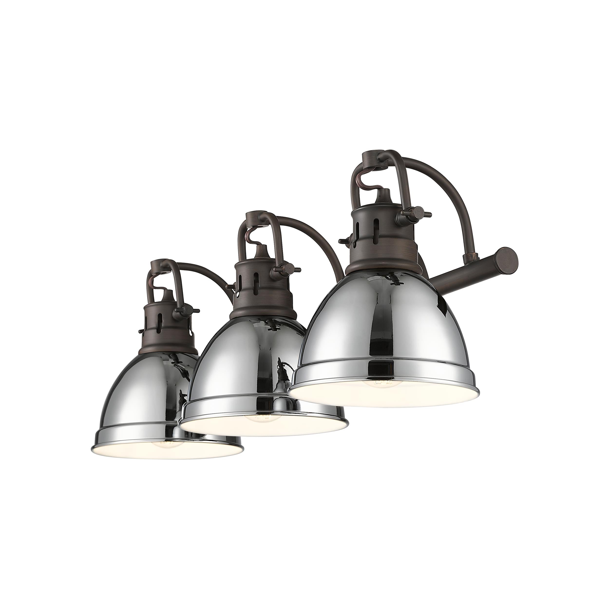 Yep by Golden Lighting Duncan 3-light Vanity in Rubbed Bronze and Chrome shade