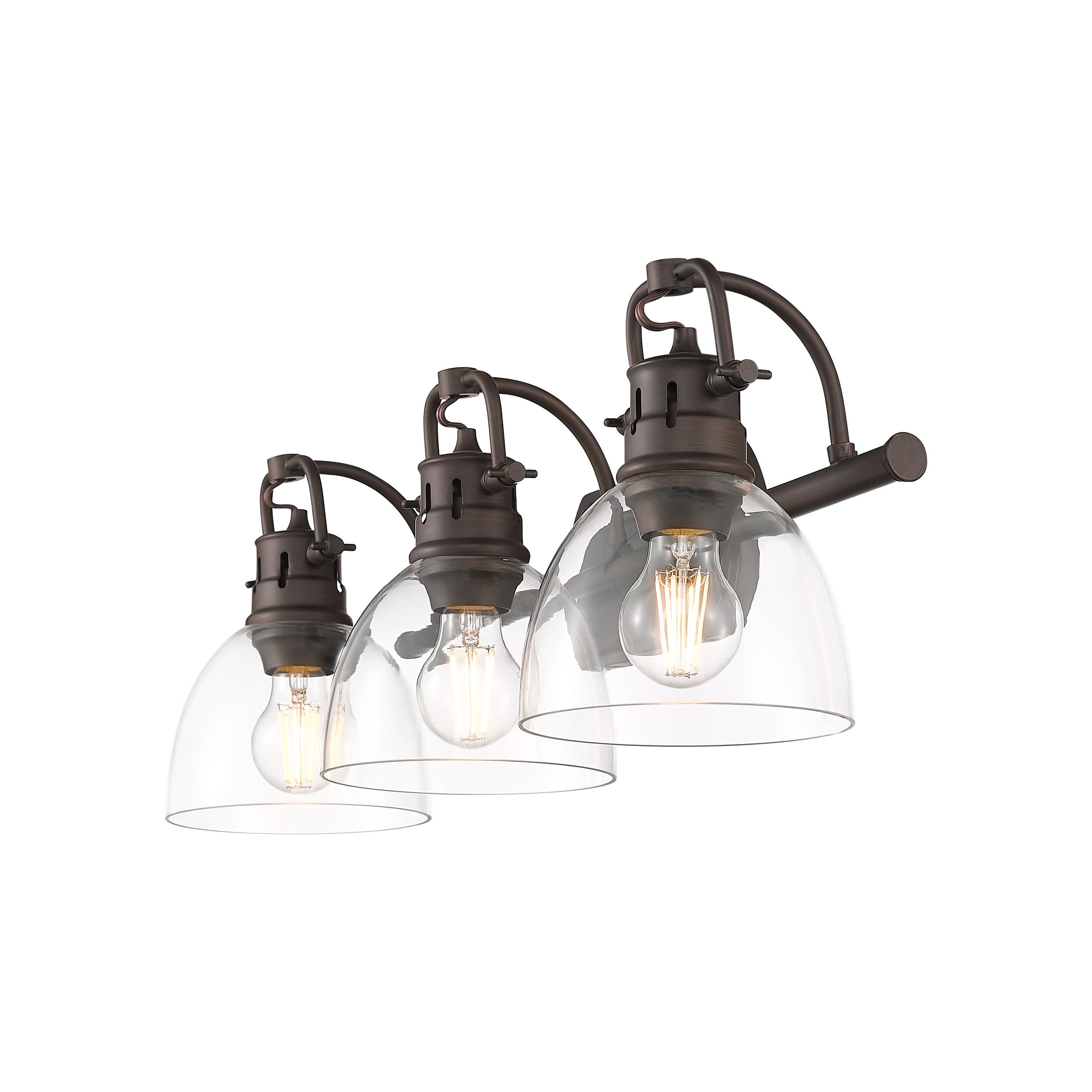 Yep by Golden Lighting Duncan 3-light Vanity in Rubbed Bronze and Clear Glass