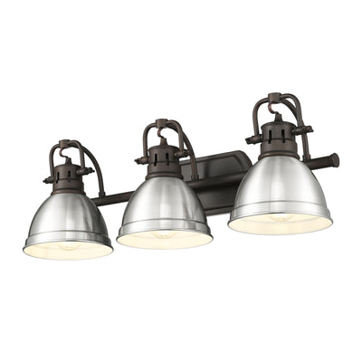 Yep by Golden Lighting Duncan 3-light Vanity in Rubbed Bronze and Pewter shade - - Golden Lighting