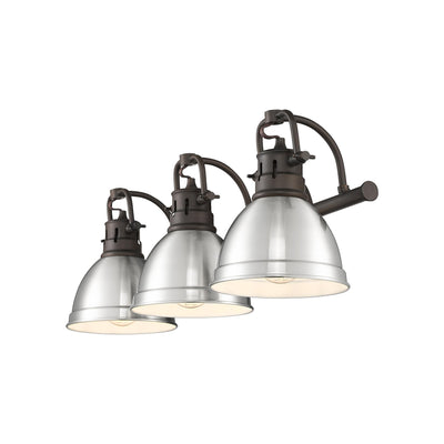 Yep by Golden Lighting Duncan 3-light Vanity in Rubbed Bronze and Pewter shade - Default Title - Golden Lighting