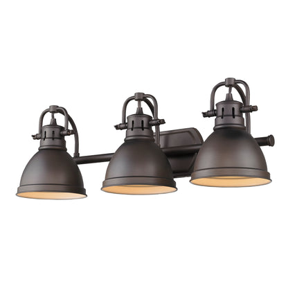 Yep by Golden Lighting Duncan 3-light Vanity in Rubbed Bronze and Rubbed Bronze shade
