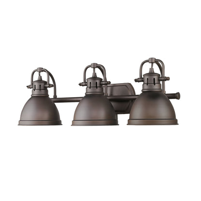 Duncan 3 Light Bath Vanity in Rubbed Bronze with a Rubbed Bronze Shade - Default Title - Golden Lighting