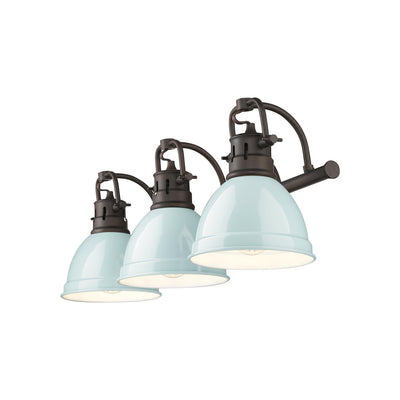 Yep by Golden Lighting Duncan 3-light Vanity in Rubbed Bronze and Seafoam shade - Default Title - Golden Lighting