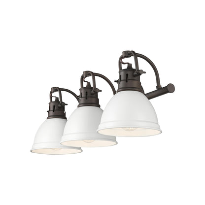 Yep by Golden Lighting Duncan 3-light Vanity in Rubbed Bronze and Matte White shade