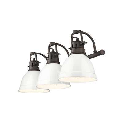 Yep by Golden Lighting Duncan 3-light Vanity in Rubbed Bronze and White shade - Default Title - Golden Lighting