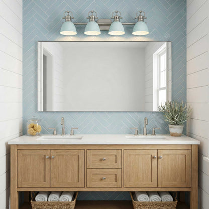 Yep by Golden Lighting Duncan 4-light Vanity in Pewter and Seafoam shade - - Golden Lighting