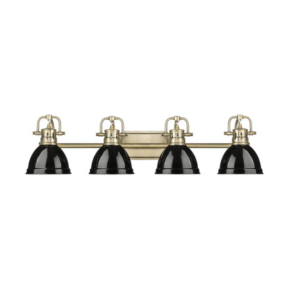Yep by Golden Lighting Duncan 4-light Vanity in Aged Brass and Black shade - - Golden Lighting