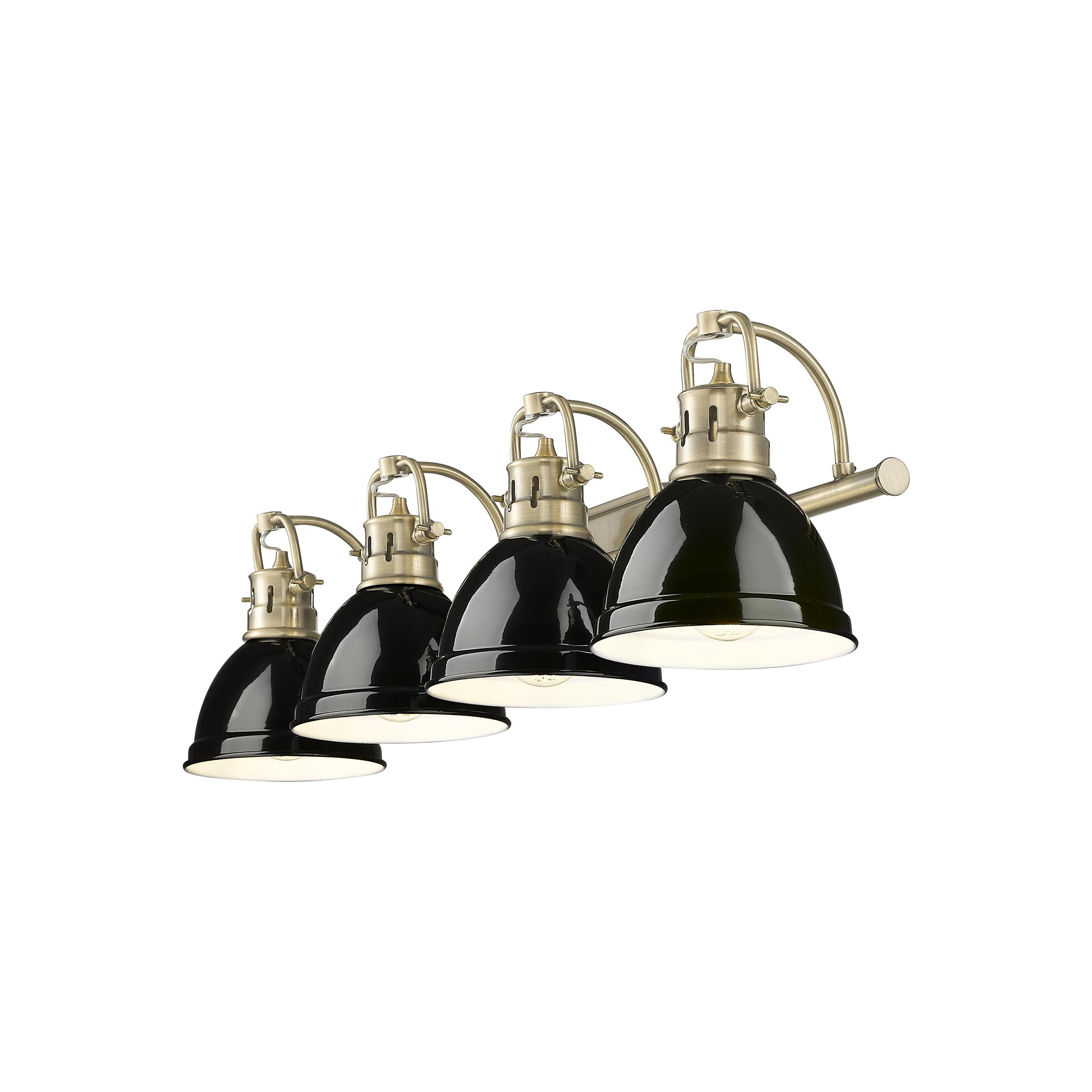 Yep by Golden Lighting Duncan 4-light Vanity in Aged Brass and Black shade - - Golden Lighting