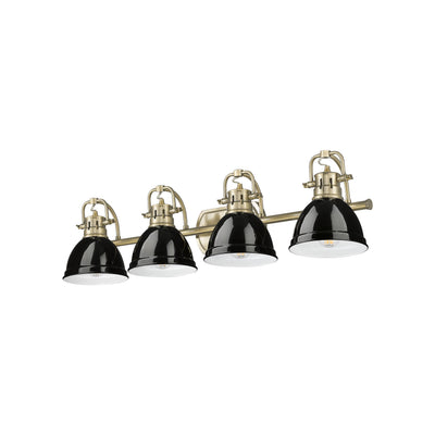 Yep by Golden Lighting Duncan 4-light Vanity in Aged Brass and Black shade - - Golden Lighting