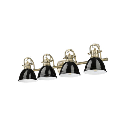 Yep by Golden Lighting Duncan 4-light Vanity in Aged Brass and Black shade - - Golden Lighting