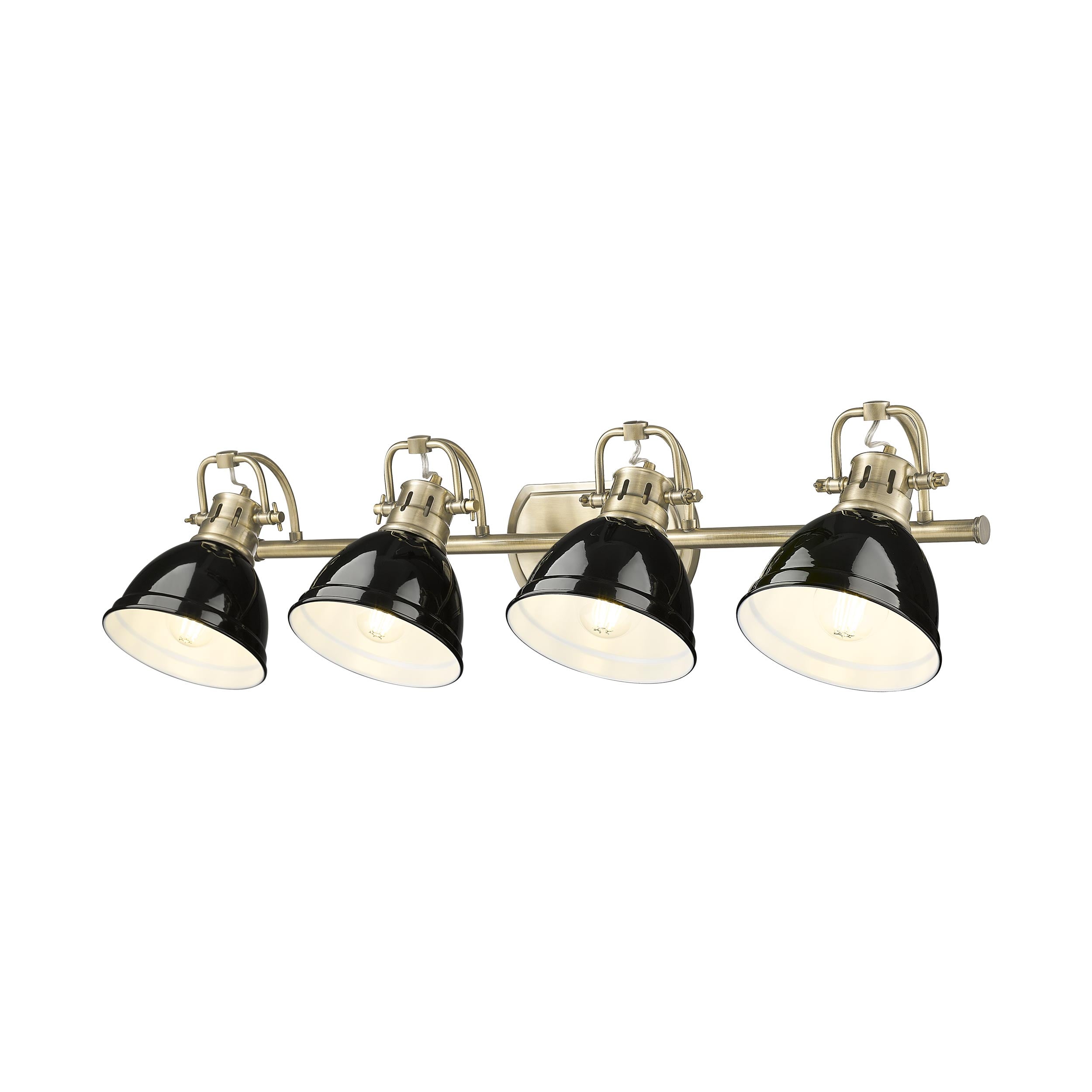 Yep by Golden Lighting Duncan 4-light Vanity in Aged Brass and Black shade - - Golden Lighting