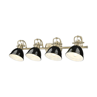 Yep by Golden Lighting Duncan 4-light Vanity in Aged Brass and Black shade - - Golden Lighting