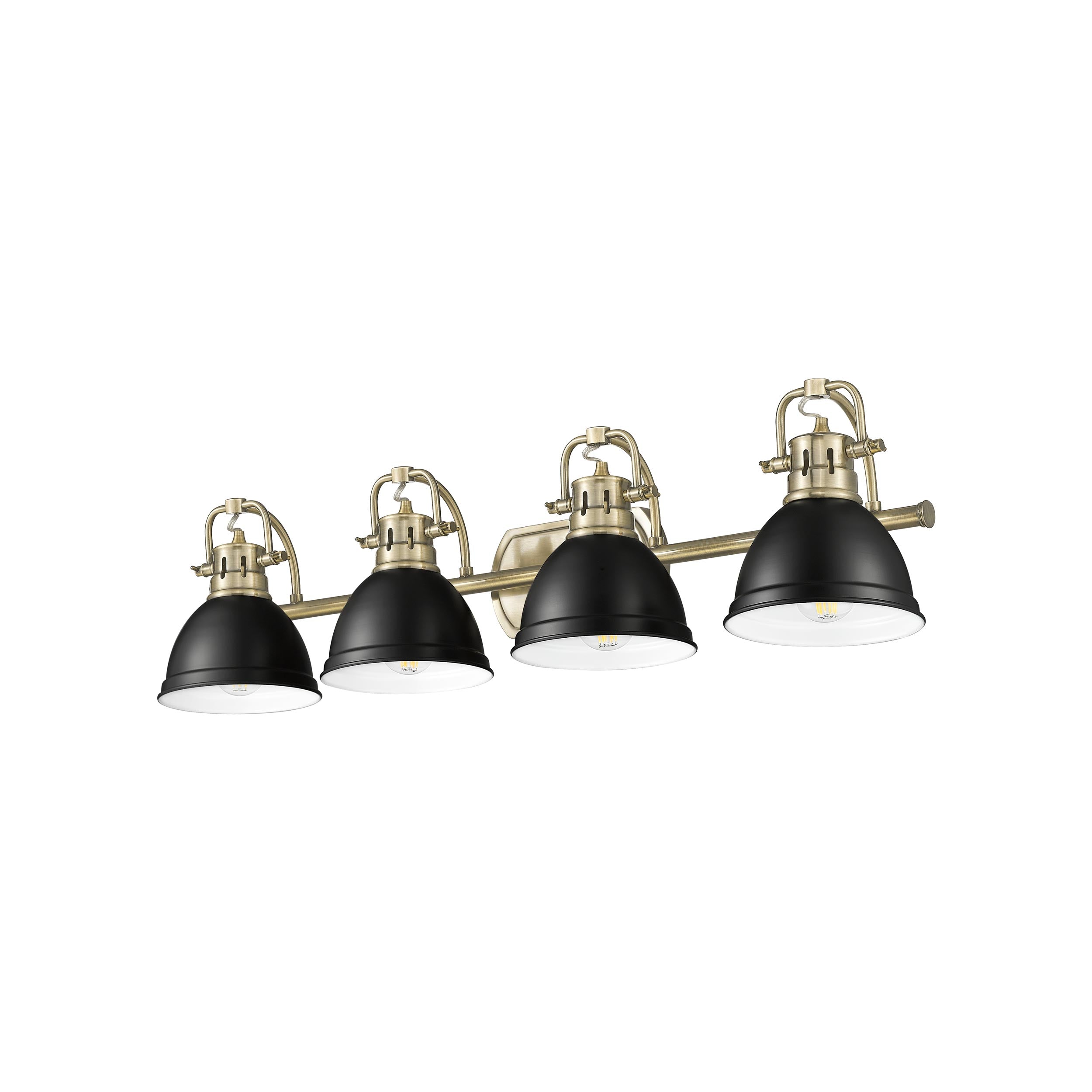 Yep by Golden Lighting Duncan 4-light Vanity in Aged Brass and Matte Black shade - - Golden Lighting