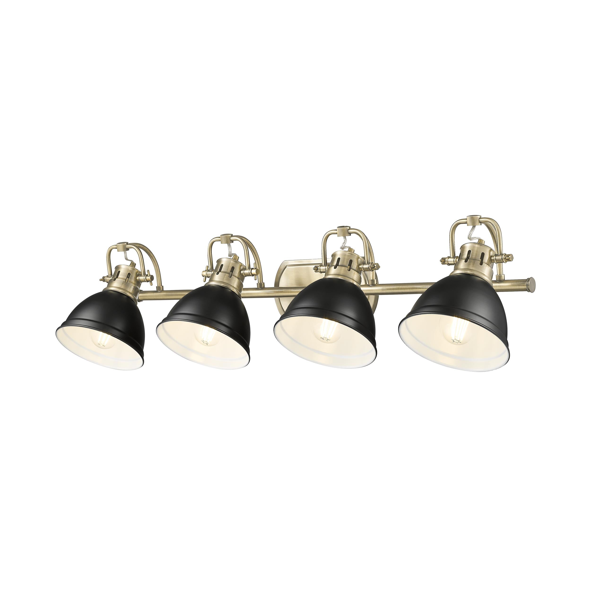 Yep by Golden Lighting Duncan 4-light Vanity in Aged Brass and Matte Black shade - - Golden Lighting