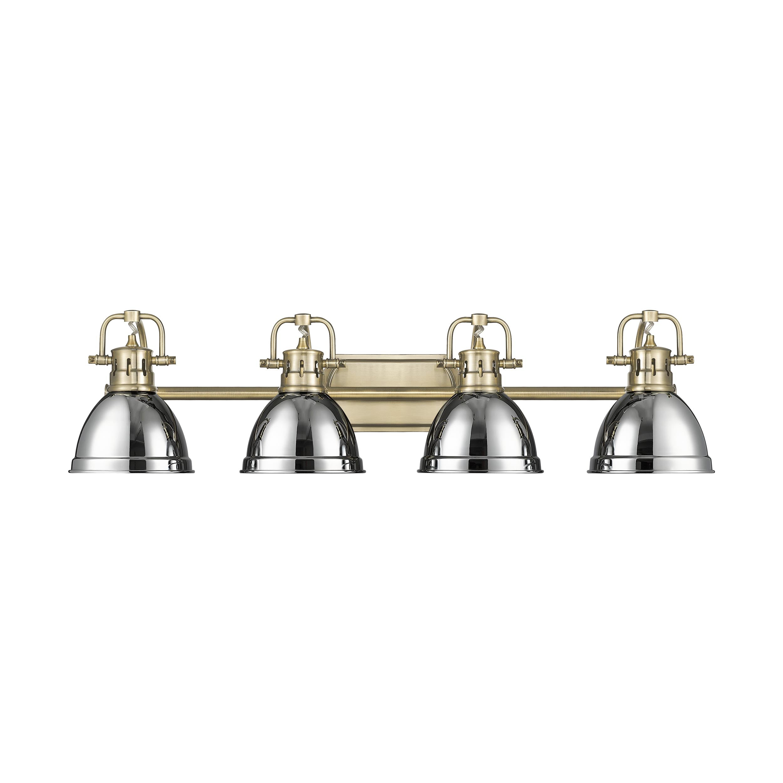 Yep by Golden Lighting Duncan 4-light Vanity in Aged Brass and Chrome shade - - Golden Lighting