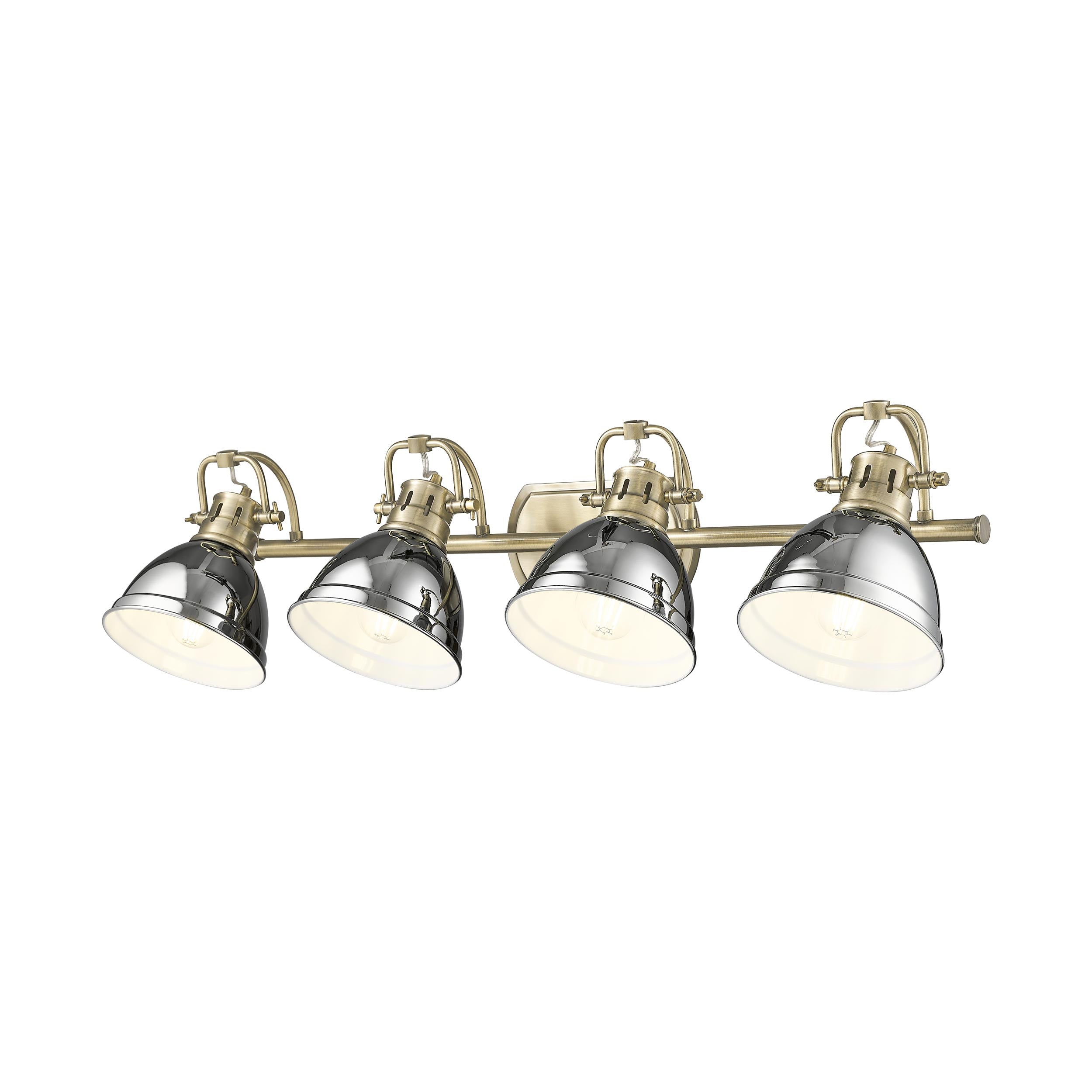 Yep by Golden Lighting Duncan 4-light Vanity in Aged Brass and Chrome shade - - Golden Lighting