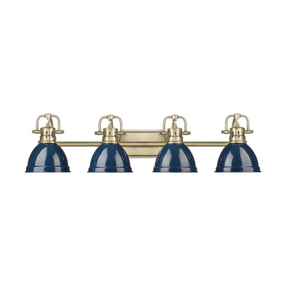 Yep by Golden Lighting Duncan 4-light Vanity in Aged Brass and Navy Blue shade - - Golden Lighting