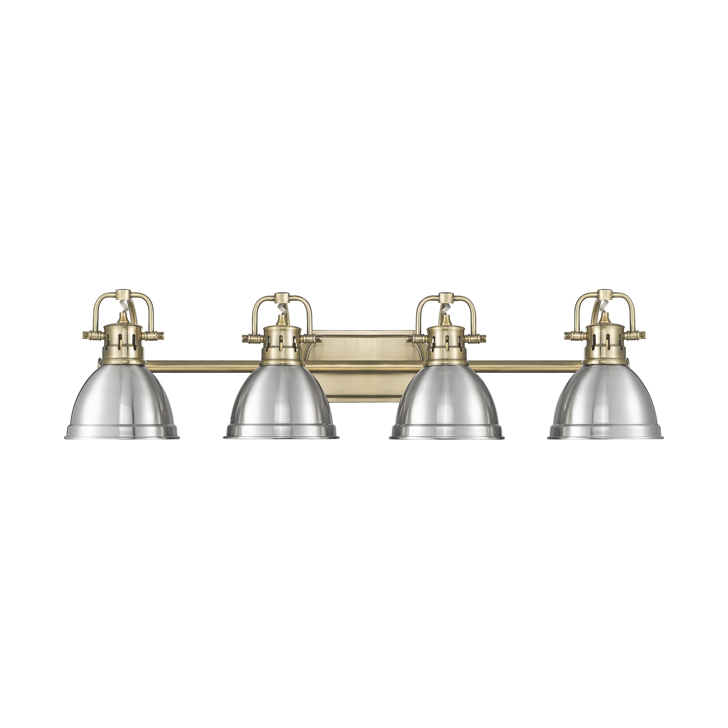 Yep by Golden Lighting Duncan 4-light Vanity in Aged Brass and Pewter shade - - Golden Lighting