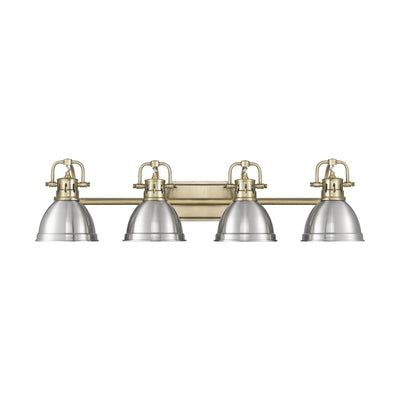 Yep by Golden Lighting Duncan 4-light Vanity in Aged Brass and Pewter shade - - Golden Lighting