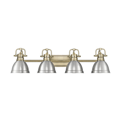 Yep by Golden Lighting Duncan 4-light Vanity in Aged Brass and Pewter shade - - Golden Lighting