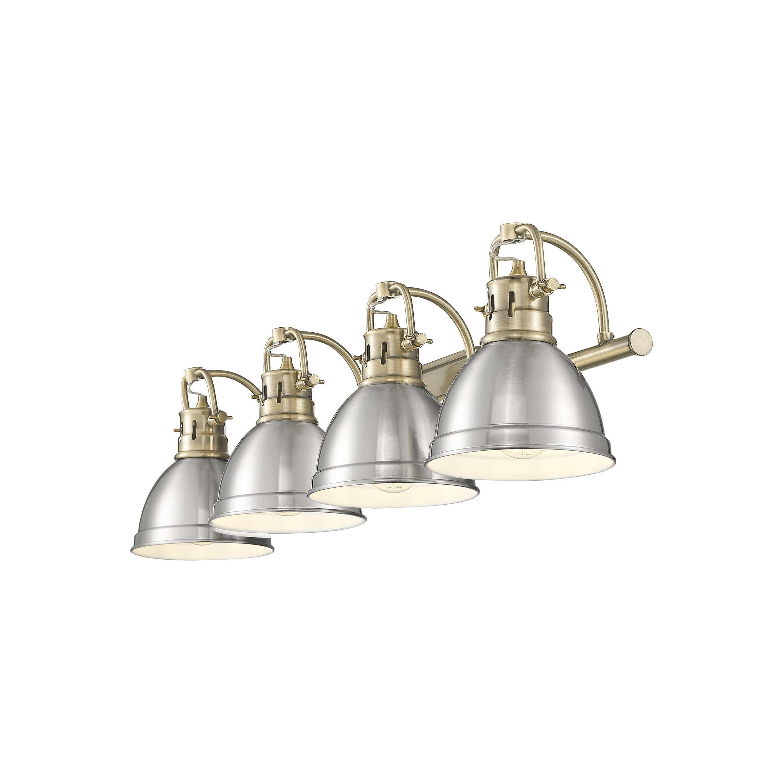 Yep by Golden Lighting Duncan 4-light Vanity in Aged Brass and Pewter shade - - Golden Lighting