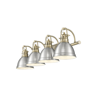 Yep by Golden Lighting Duncan 4-light Vanity in Aged Brass and Pewter shade - - Golden Lighting