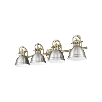 Yep by Golden Lighting Duncan 4-light Vanity in Aged Brass and Pewter shade - - Golden Lighting