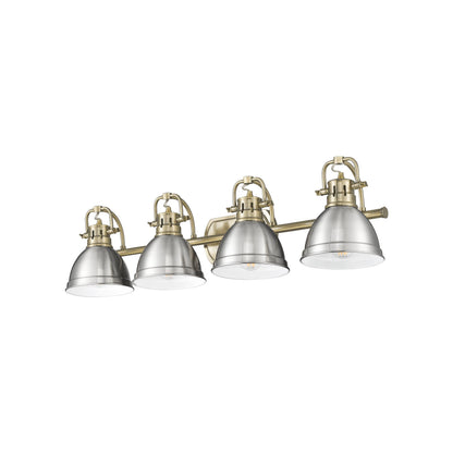 Yep by Golden Lighting Duncan 4-light Vanity in Aged Brass and Pewter shade - - Golden Lighting