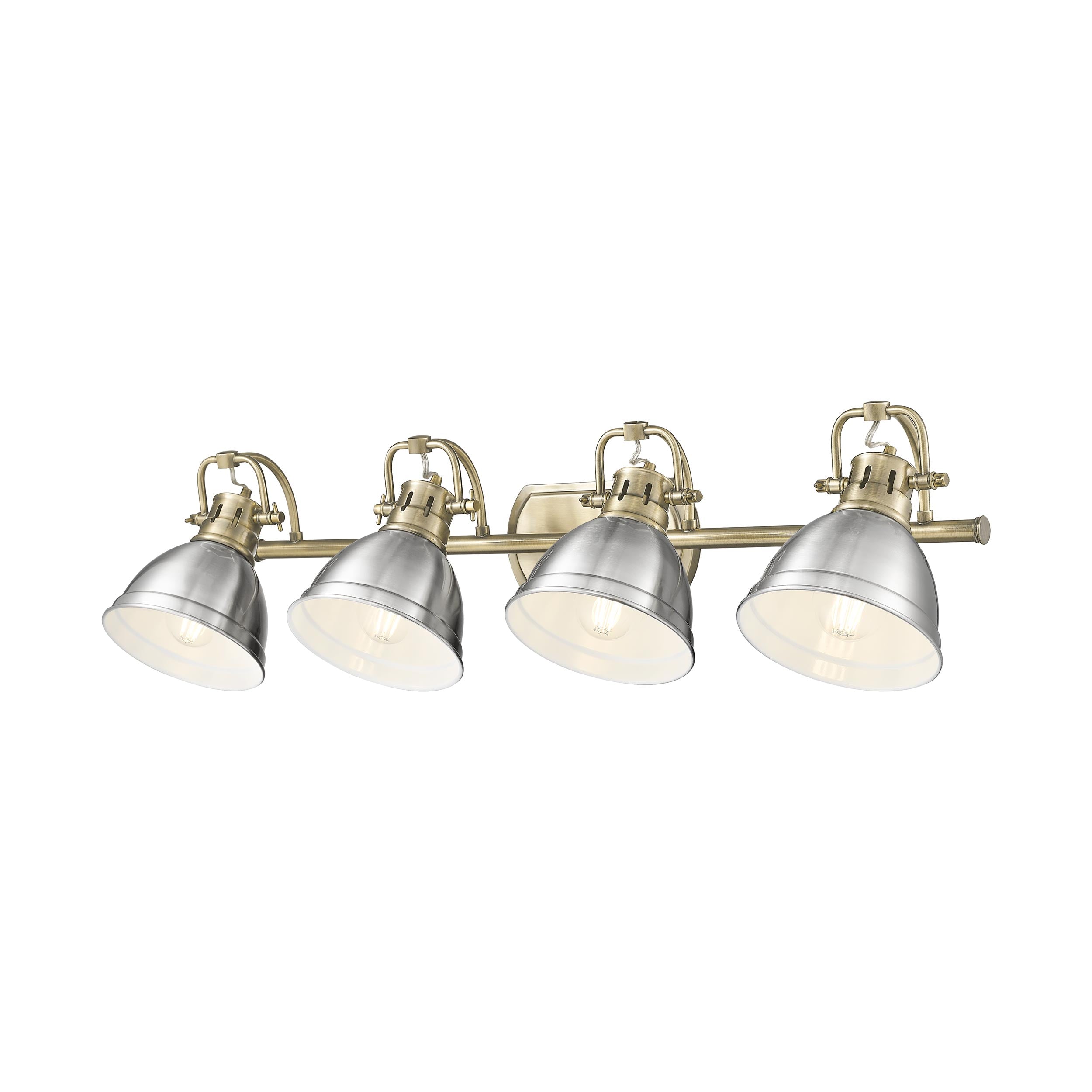 Yep by Golden Lighting Duncan 4-light Vanity in Aged Brass and Pewter shade - - Golden Lighting
