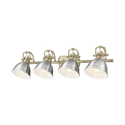 Yep by Golden Lighting Duncan 4-light Vanity in Aged Brass and Pewter shade - - Golden Lighting