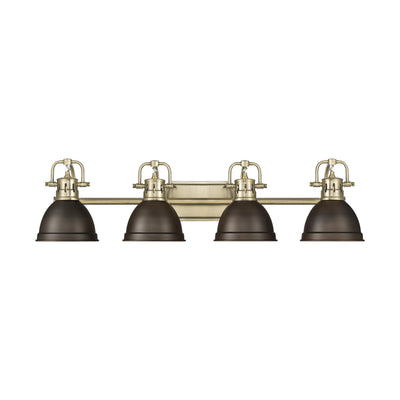 Yep by Golden Lighting Duncan 4-light Vanity in Aged Brass and Rubbed Bronze shade - - Golden Lighting
