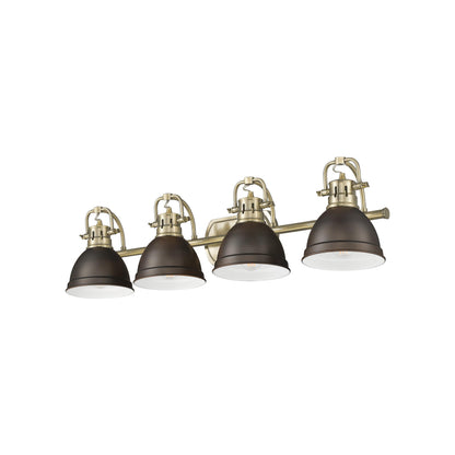 Yep by Golden Lighting Duncan 4-light Vanity in Aged Brass and Rubbed Bronze shade - - Golden Lighting