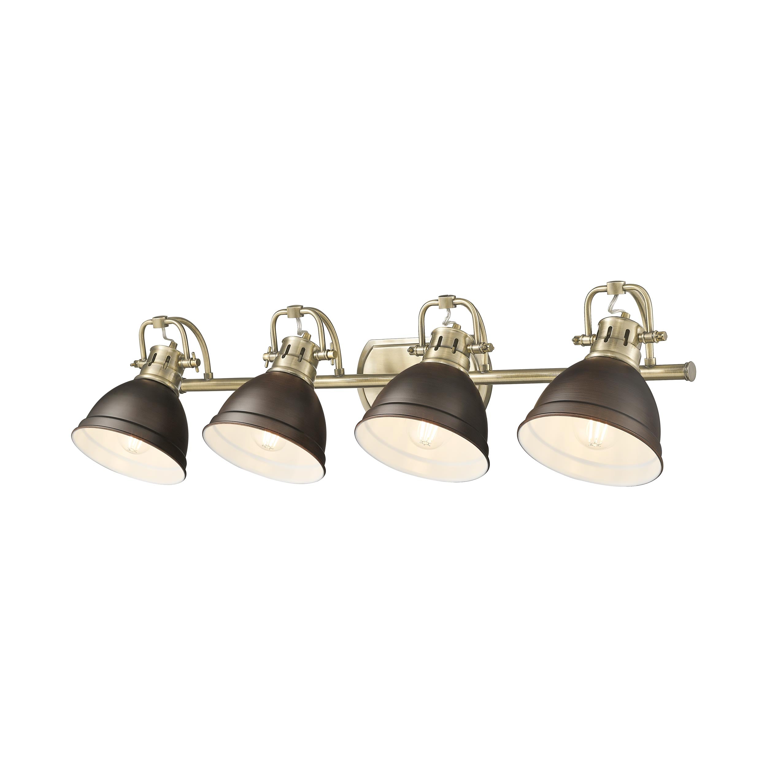 Yep by Golden Lighting Duncan 4-light Vanity in Aged Brass and Rubbed Bronze shade - - Golden Lighting