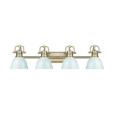 Yep by Golden Lighting Duncan 4-light Vanity in Aged Brass and Seafoam shade - - Golden Lighting