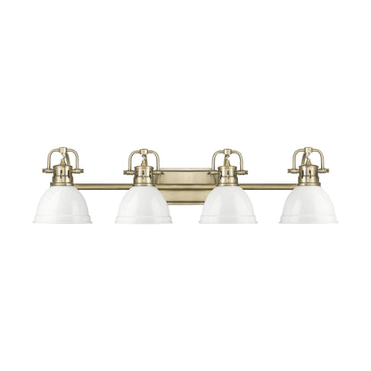 Yep by Golden Lighting Duncan 4-light Vanity in Aged Brass and White shade - - Golden Lighting