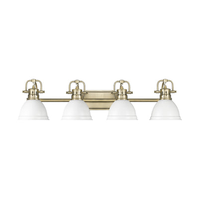Yep by Golden Lighting Duncan 4-light Vanity in Aged Brass and Matte White shade - - Golden Lighting