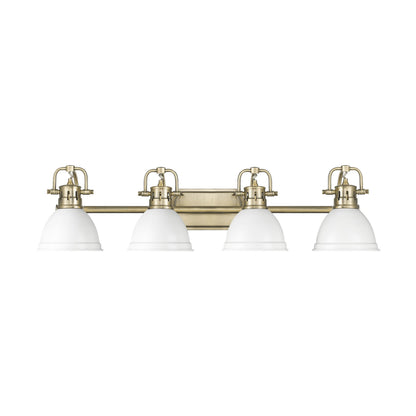 Yep by Golden Lighting Duncan 4-light Vanity in Aged Brass and Matte White shade - - Golden Lighting