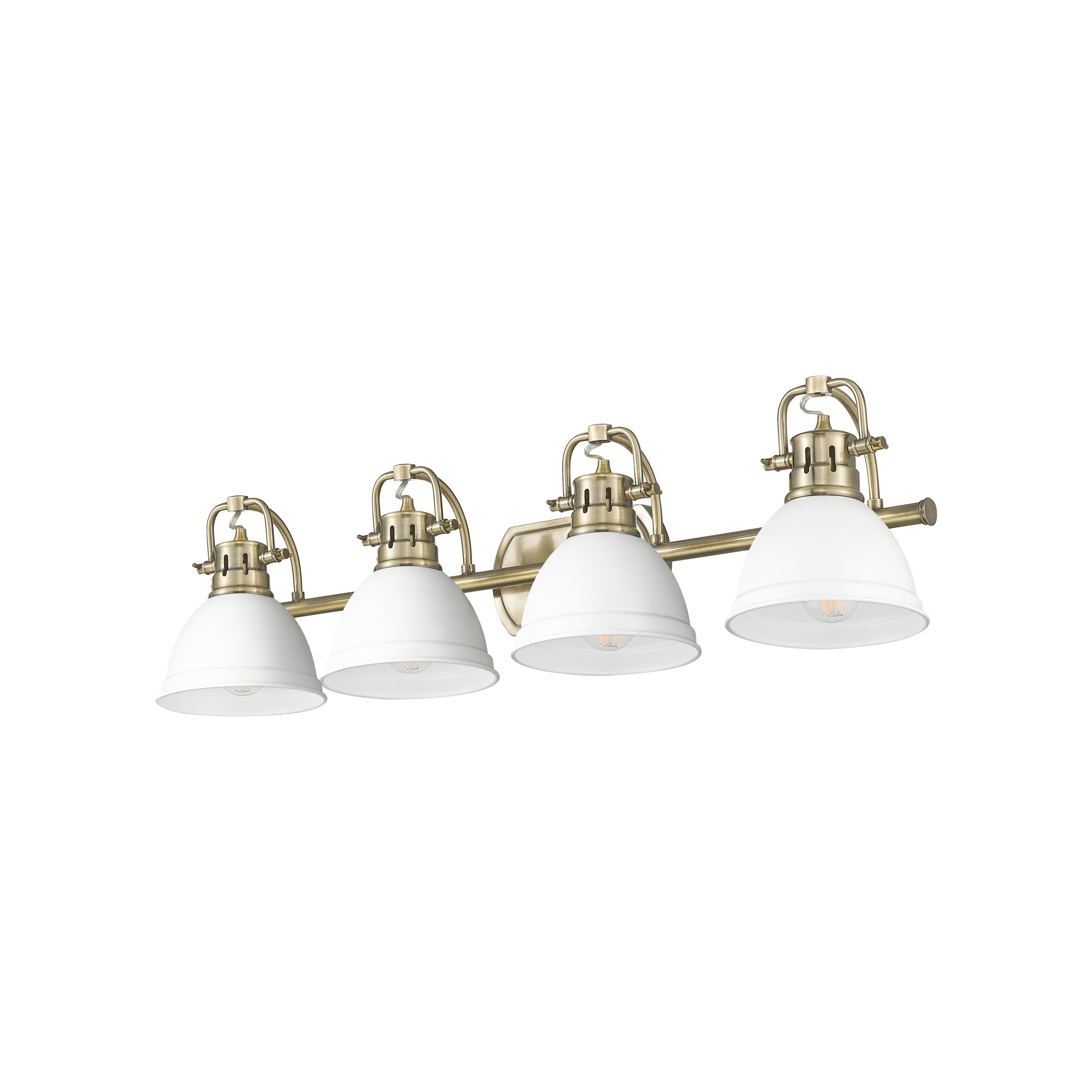 Yep by Golden Lighting Duncan 4-light Vanity in Aged Brass and Matte White shade - - Golden Lighting