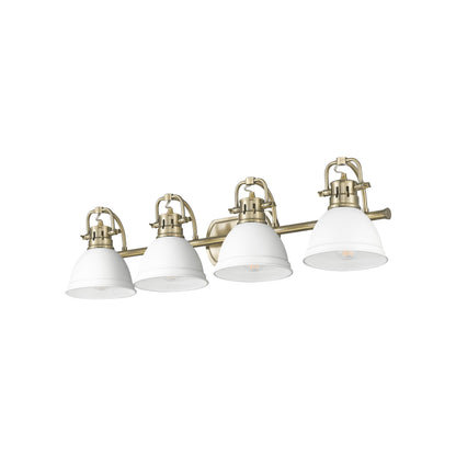 Yep by Golden Lighting Duncan 4-light Vanity in Aged Brass and Matte White shade - - Golden Lighting