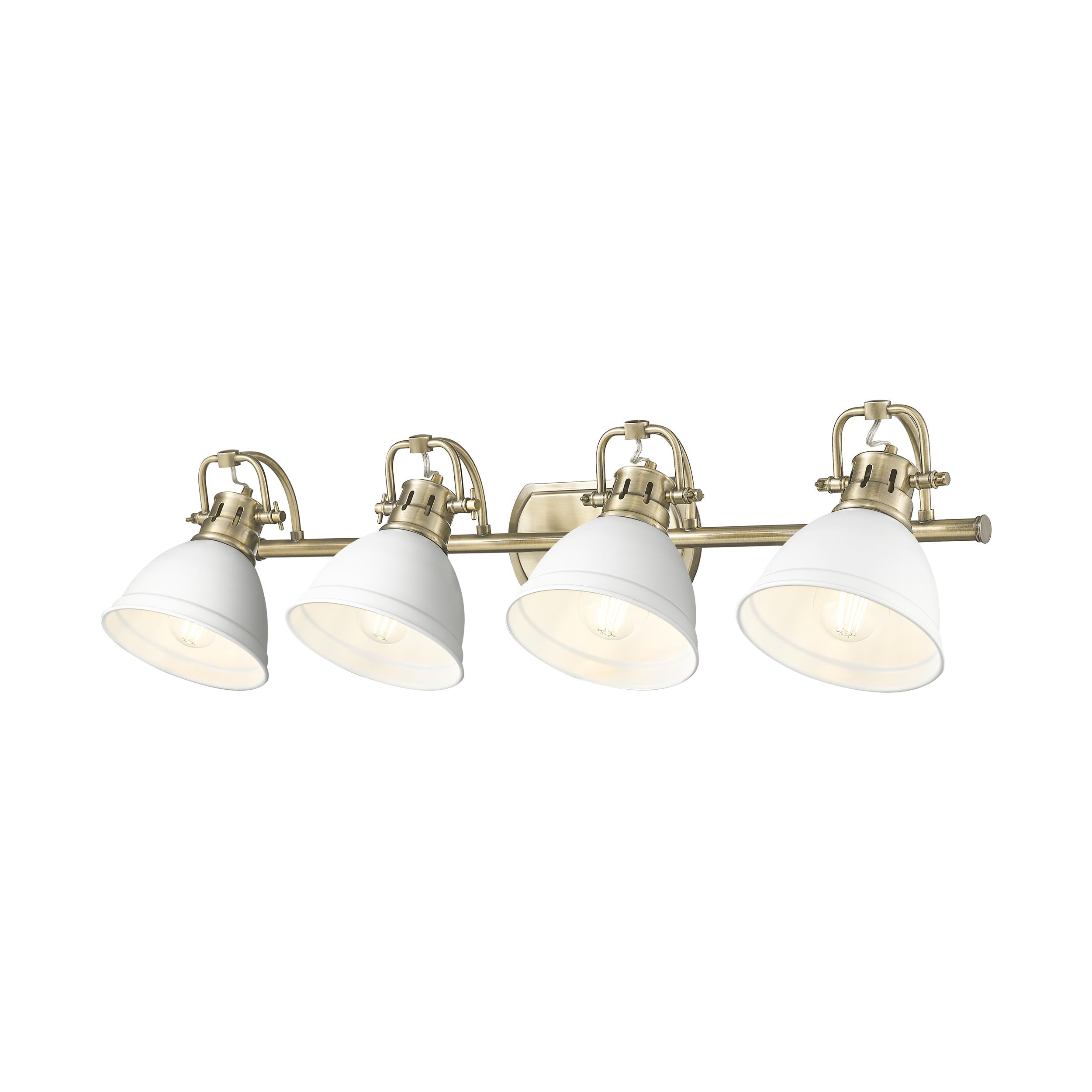 Yep by Golden Lighting Duncan 4-light Vanity in Aged Brass and Matte White shade - - Golden Lighting