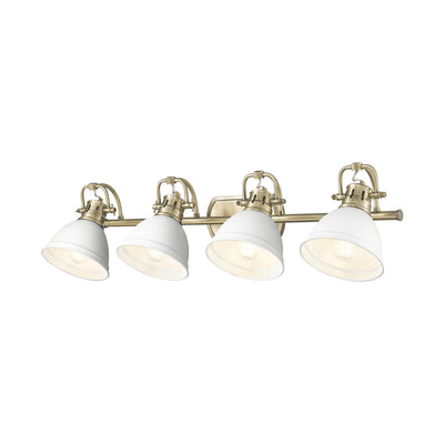 Yep by Golden Lighting Duncan 4-light Vanity in Aged Brass and Matte White shade - - Golden Lighting